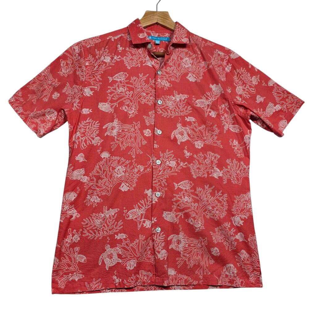 Tori Richards Short Sleeve Button Down Tropical Fish Shirt Size XS